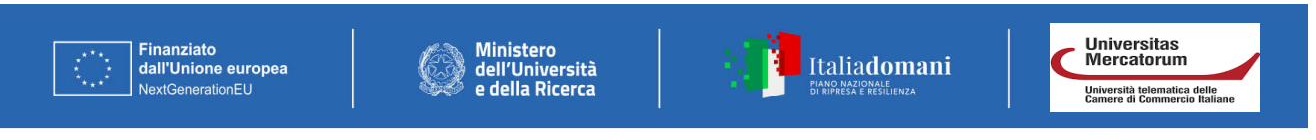 Finanziato dall'Unione europea NextGenerationEU · Ministero dell'Università e della Ricerca · Italia Domani PNRR · Universitas Mercatorum